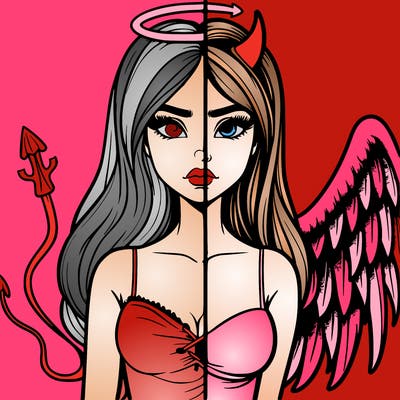 devil vs angel realistic girl