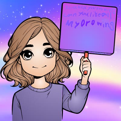 realistic girl holding up a sign