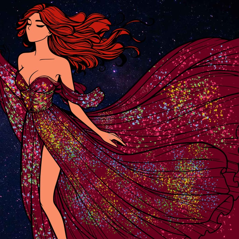 realistic woman in dress flowing the the wind