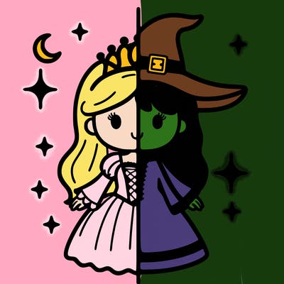 split princess and witch