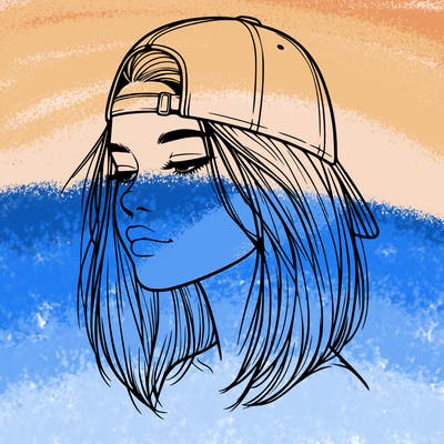 realistic  girl with a backwards hat