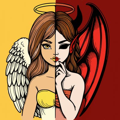 realistic angel half demon