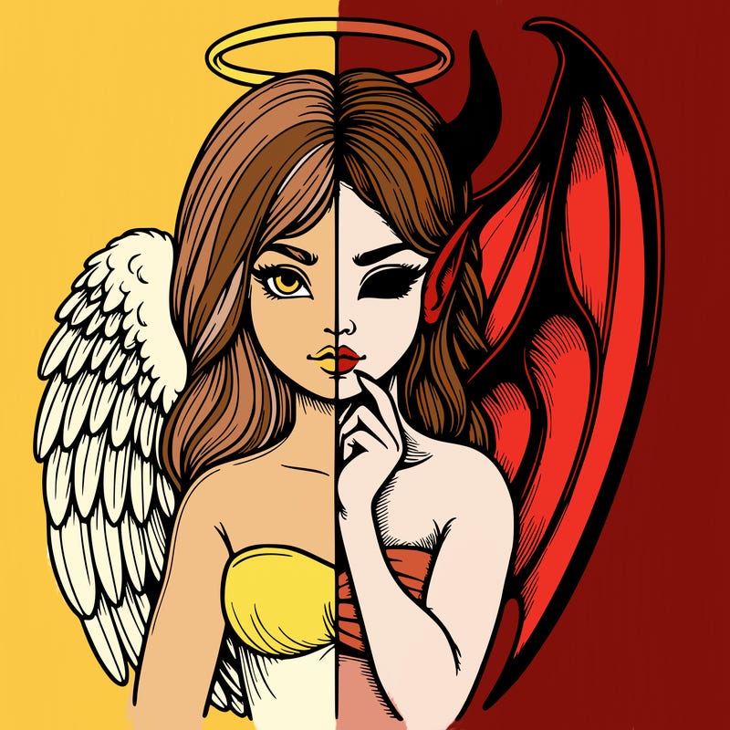 realistic angel half demon