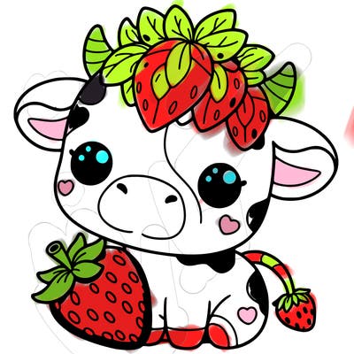 cute strawberry cow