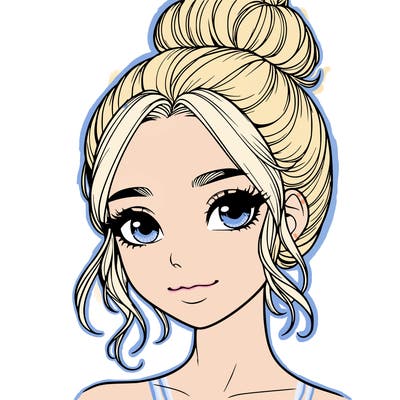 realistic pretty girl with hair in bun