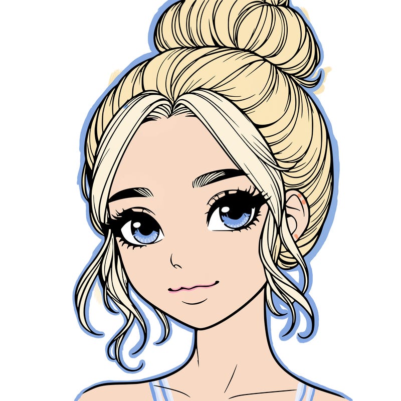 realistic pretty girl with hair in bun