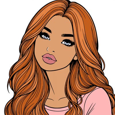 realistic girl with hair on her hair and lips