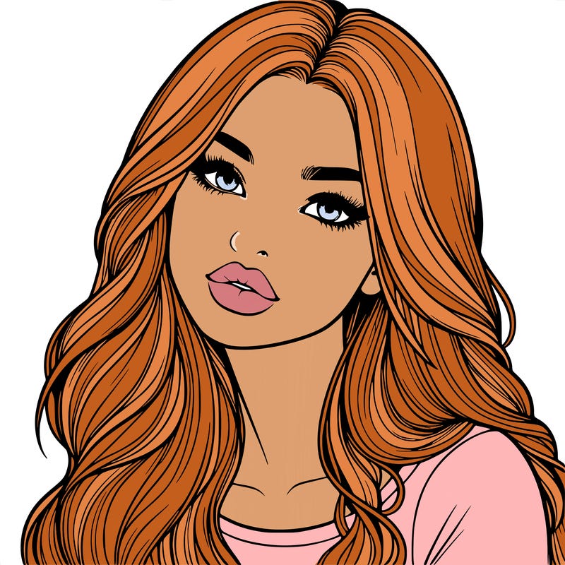 realistic girl with hair on her hair and lips