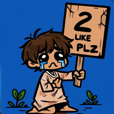 small poor toddler crying with sign that says 2 like plz