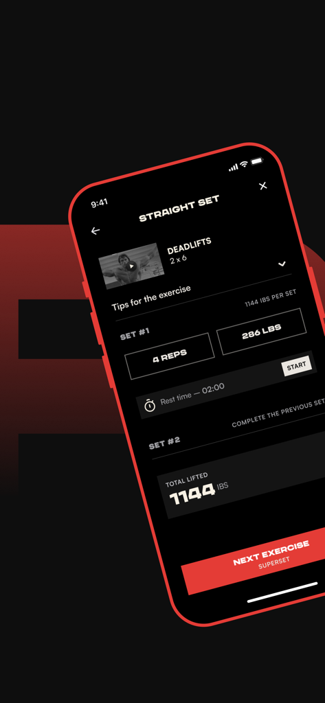 Pump Club app interface showing a deadlift workout tracking screen with weight and reps details