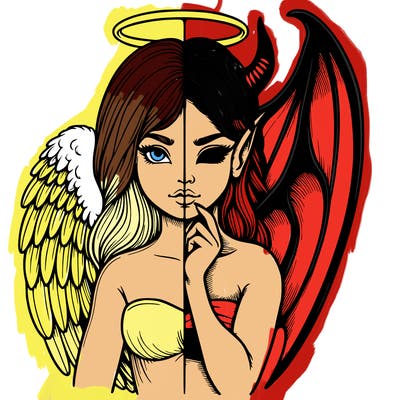 realistic angel half demon