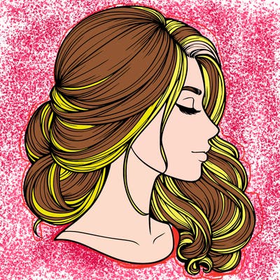 realistic woman's head & hair