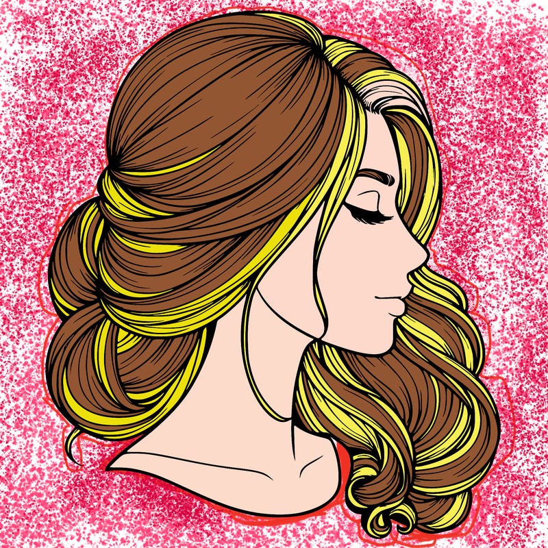 realistic woman's head & hair