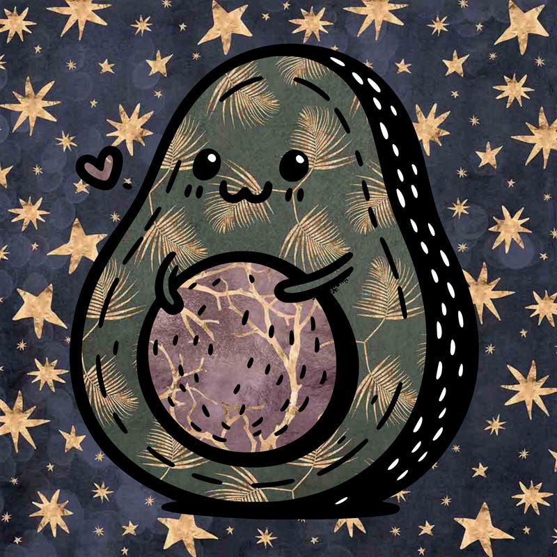 an avocado hugging an avocado