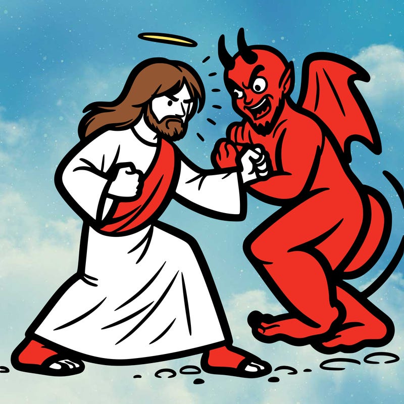 jesus fighting the devil