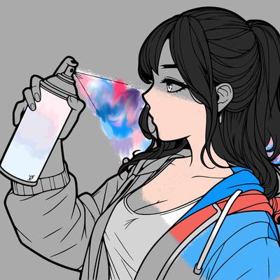 a realistic girl spray, painting