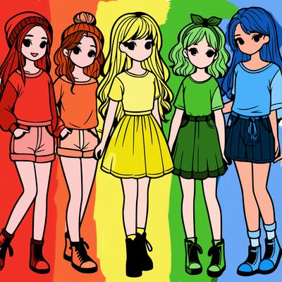 a group of five girls