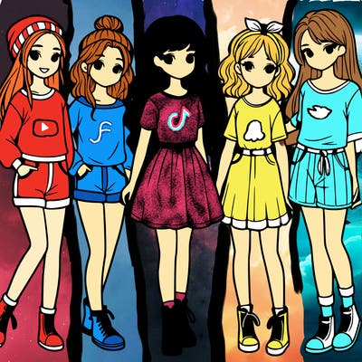 a group of five girls