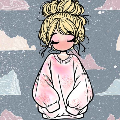 girl with baggy sweatshirt and messy bun