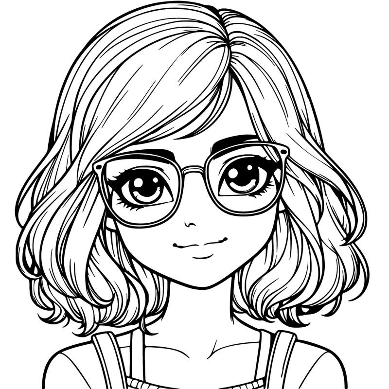 realistic girl with glasses