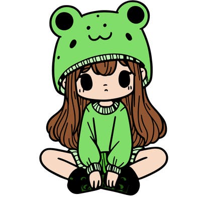 a girl wearing a frog hat and some frog socks