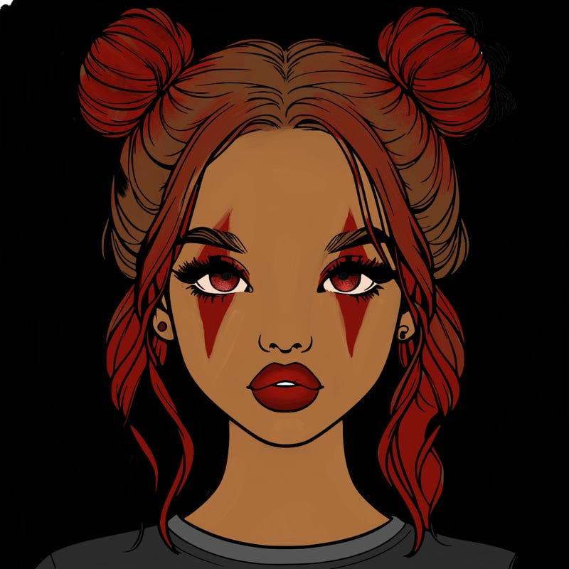 realistic girl with two buns in hair and lips