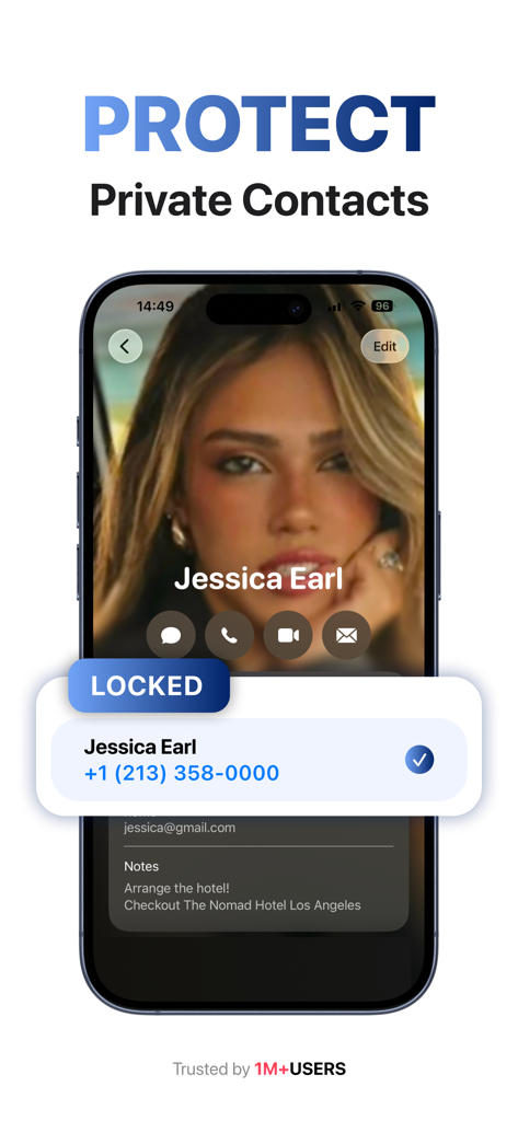 Secret Photo Vault: Safe Files - ロックされたラベルでプライベート連絡先を保護するためのアプリインターフェース