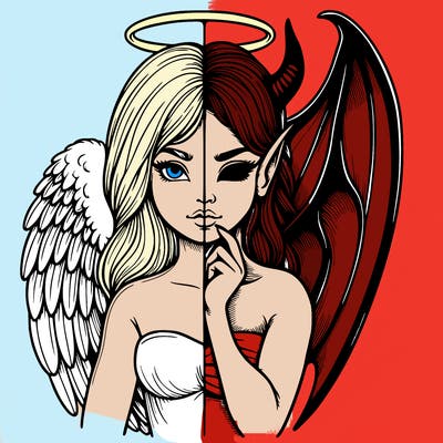 realistic angel half demon