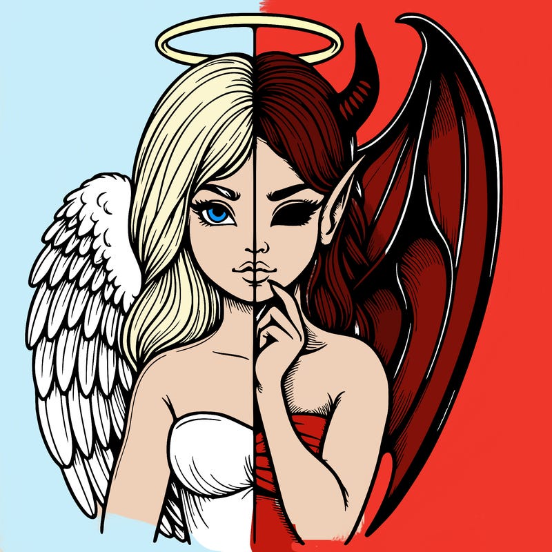 realistic angel half demon