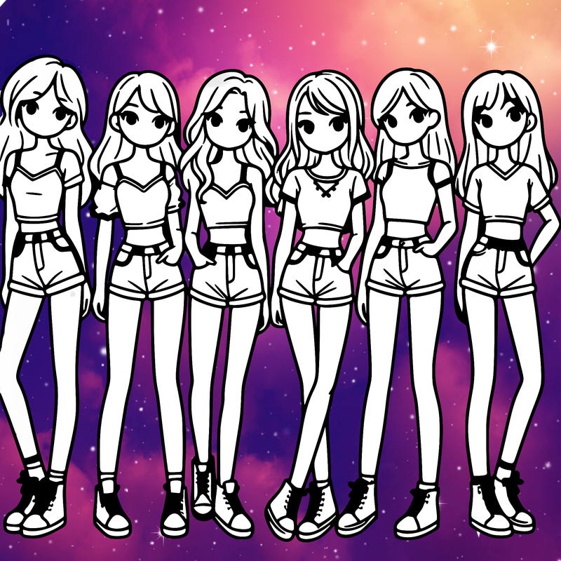 a group of girls wearing crop tops and shorts