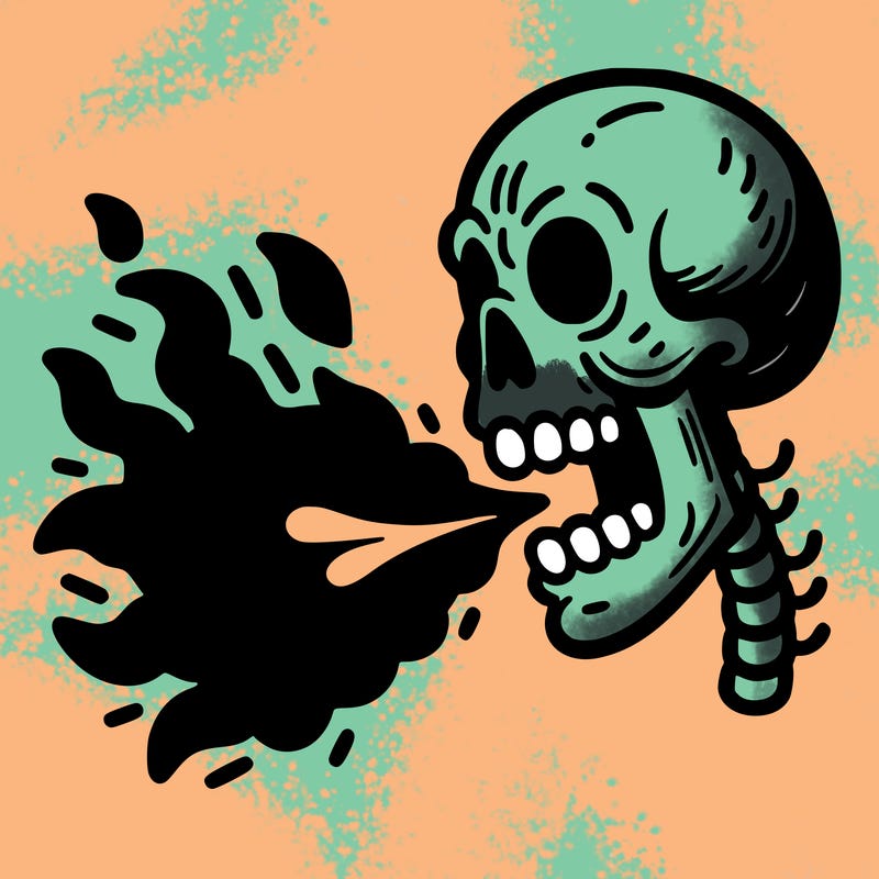 skull breathing fire