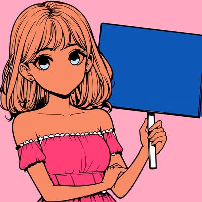 realistic pretty girl holding blank sign