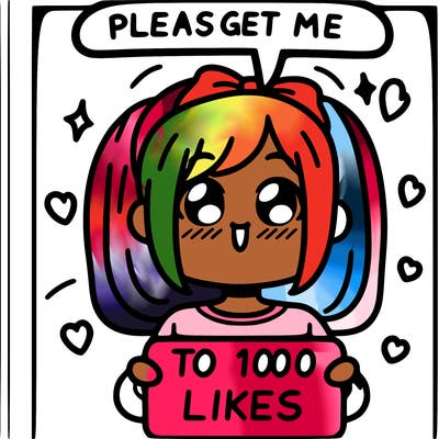 a girl saying please get me to 100 likes