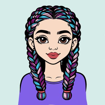 realistic girl with braids