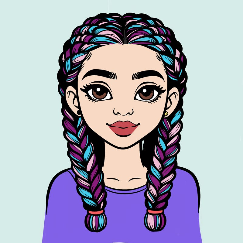 realistic girl with braids