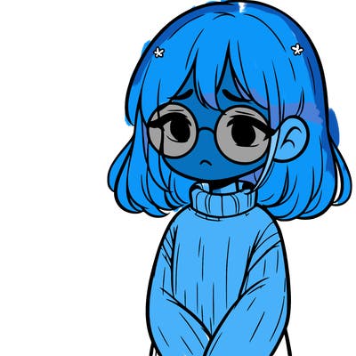 sad girl with glasses in a sweater