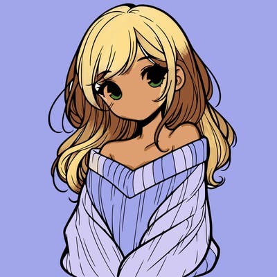 shy pretty girl wearing a sweater that is falling off one shoulder portrait