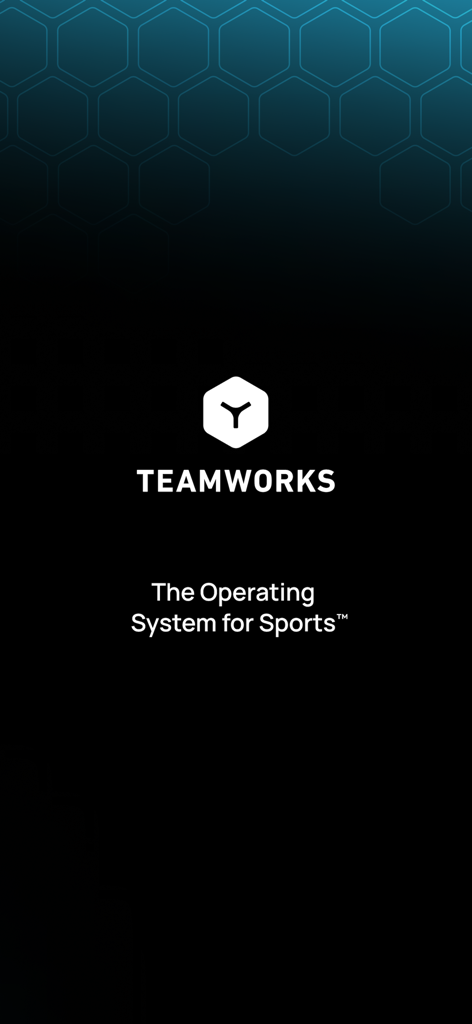 Teamworks Influencer app splash screen with brand logo and slogan The Operating System for Sports