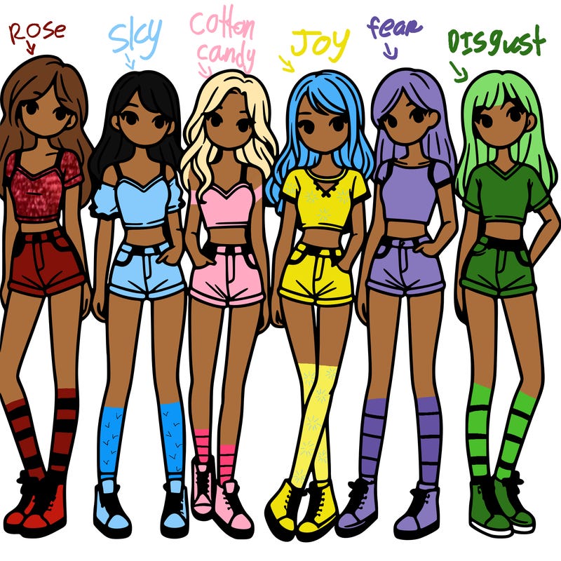 a group of girls wearing crop tops and shorts