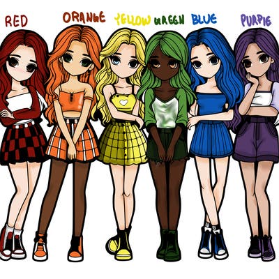 a group of girls realistic