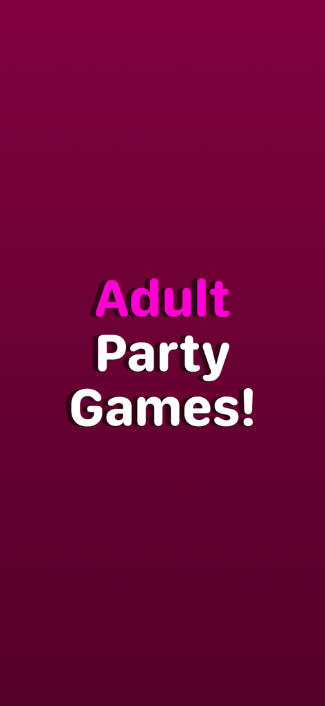 Truth or Dare Dirty Game - Texto en negrita que dice 'Juegos de Fiesta para Adultos' sobre un fondo de color burdeos oscuro