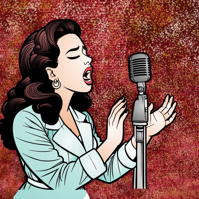 a realistic singer singing