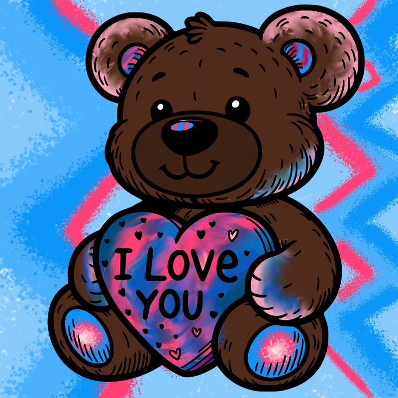 teddy bear holding an i love you heart
