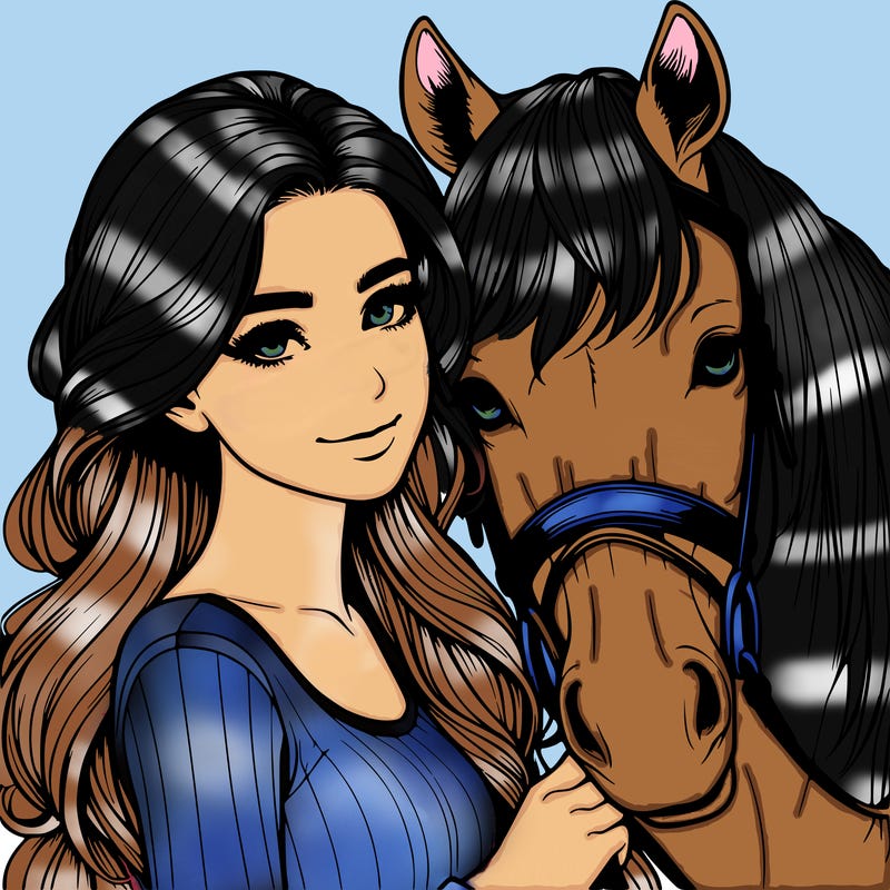 realistic girl with horse