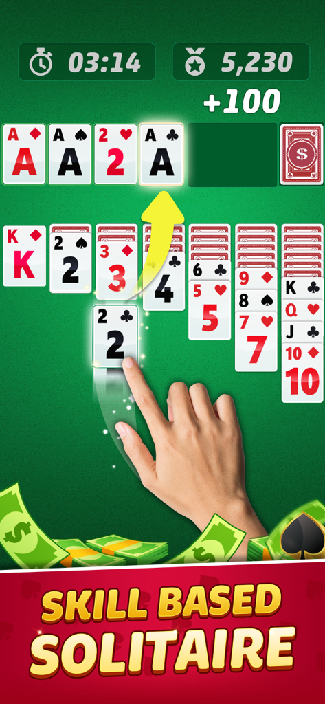 Jeu de solitaire basé sur l'adresse pour des prix en argent réel sur un appareil mobile