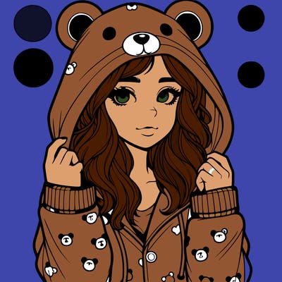 realistic girl in a animal pjs hoodie