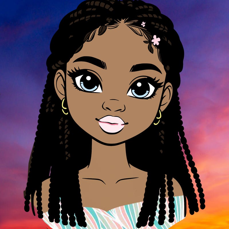a realistic black girl with braids