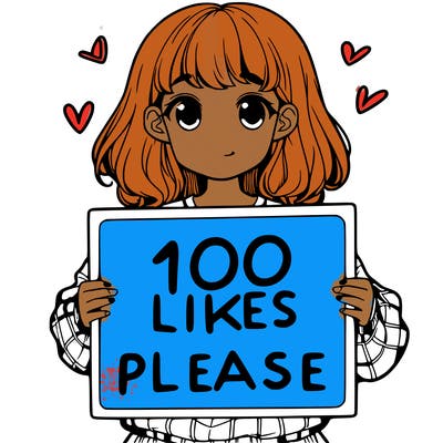 a girl holding a sign saying 100 likes please