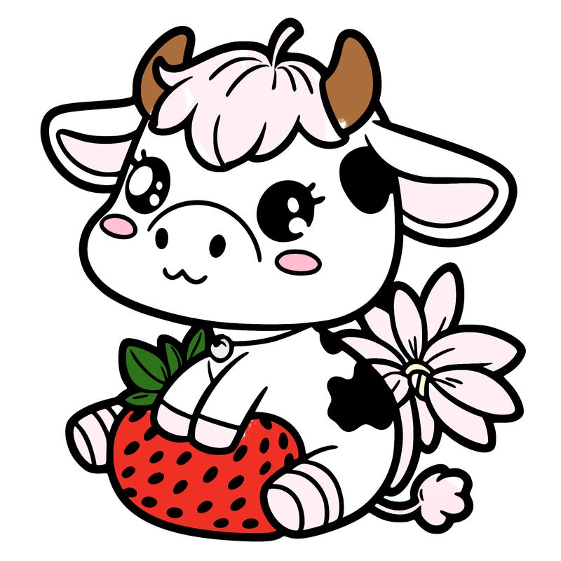 strawberry cow cute
