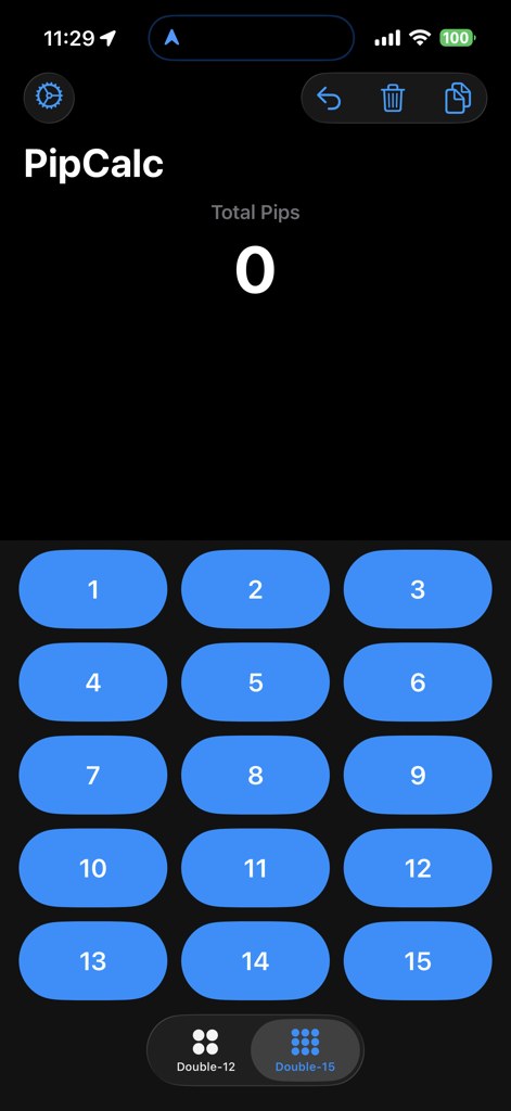 PipCalc - Interfaz de la aplicación PipCalc mostrando un teclado numérico para contar puntos de dominó.